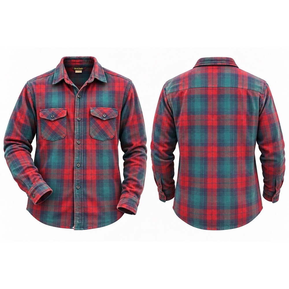 OshKosh B'Gosh Flannel shirt mens Medium Cotton Plaid  vtrg 80's purple blue